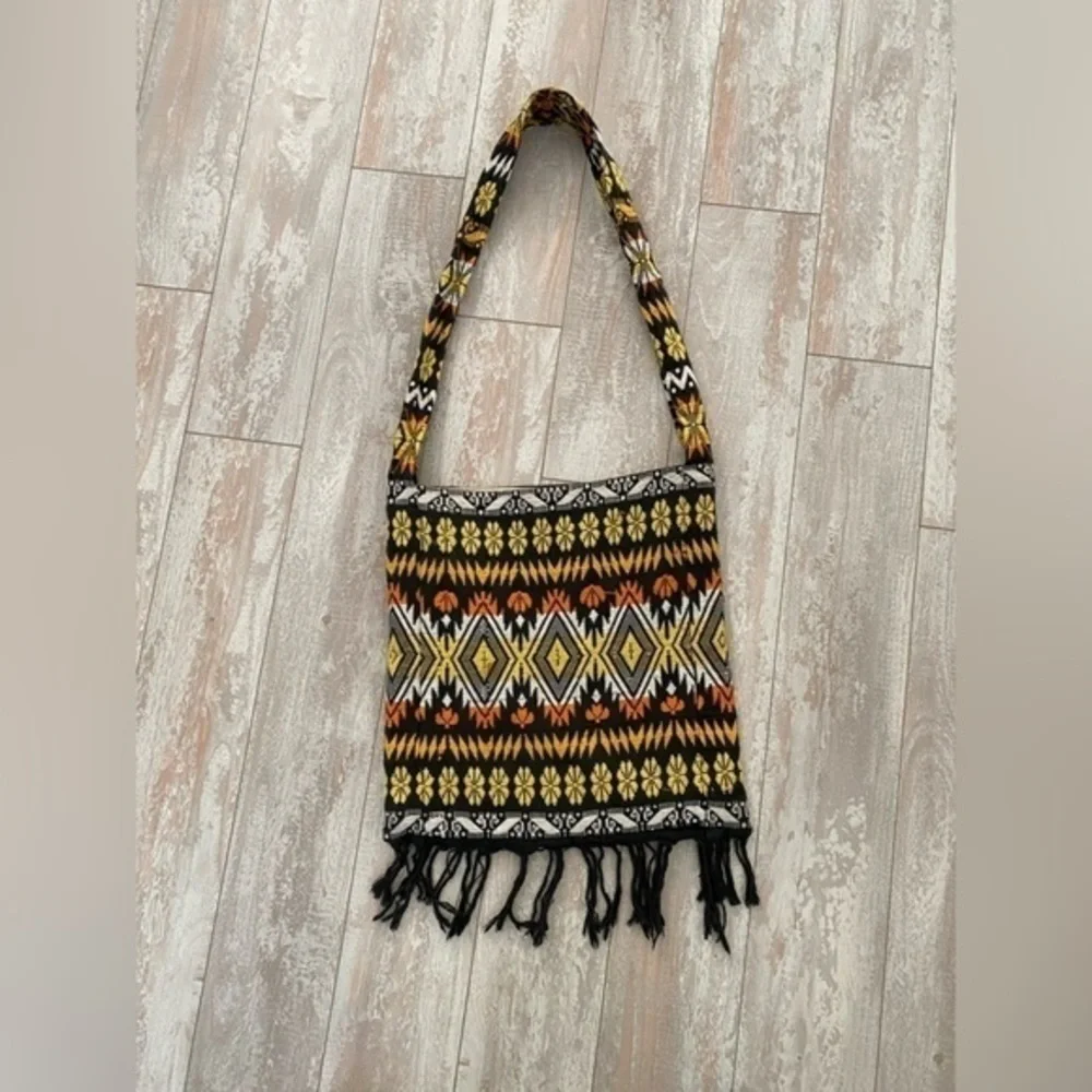 Boho Purse With Fringes on Bottom Super Cute and Clean 13” x 14”